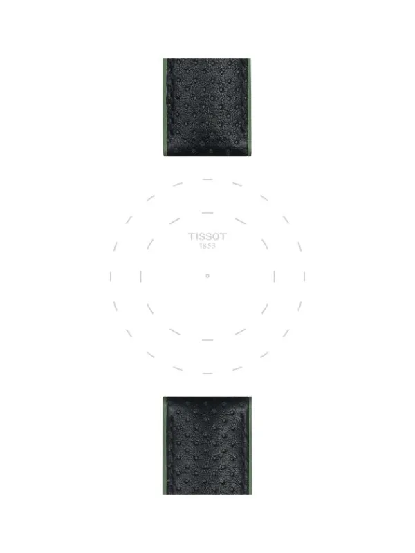 TISSOT Uhrenarmbänder-Original Lederarmband mit Kautschukelementen schwarz/grün Bandanstoß 22 mm T85.2.0.46.787