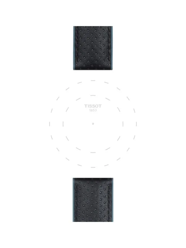 TISSOT Uhrenarmbänder-Original Lederarmband mit Kautschukelementen schwarz/blau Bandanstoß 22 mm T85.2.0.46.785