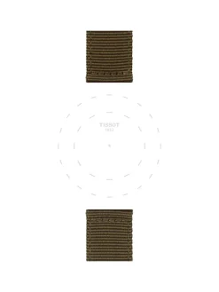 TISSOT Uhrenarmbänder-Original Textilarmband mit Lederelementen khaki Bandanstoß 22 mm T85.2.0.46.756