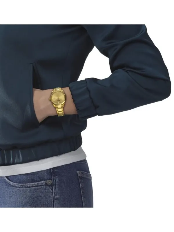 TISSOT Damenuhren-PR100 goldf. mit Metallband T150.210.33.021.00