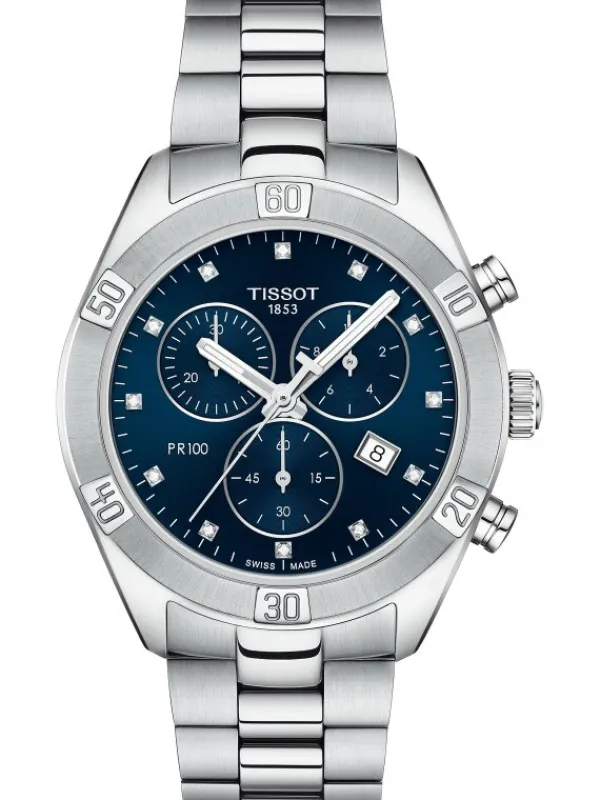 TISSOT Damenuhren-PR100 Quartz, Lady, Chrono, Metallarmband T101.917.11.046.00