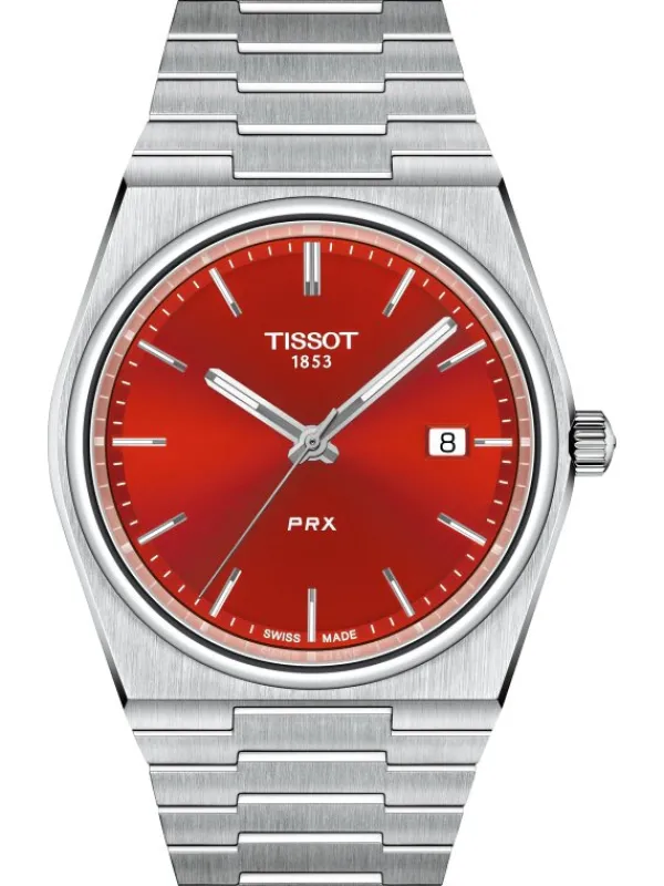 TISSOT Herrenuhren-PRX 40mm Rot T137.410.11.421.00