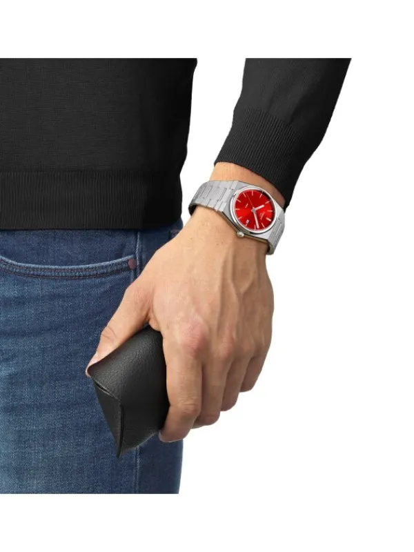 TISSOT Herrenuhren-PRX 40mm Rot T137.410.11.421.00