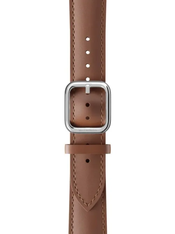WITHINGS Uhrenarmbänder-Kalbsleder, braun, 18 mm, Schließe silbern 3700546706035
