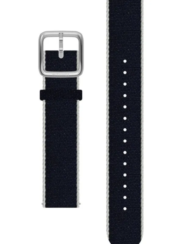 WITHINGS Uhrenarmbänder-PET Recycled, blau/weiß, 18 mm, Schließe silbern 3700546706585