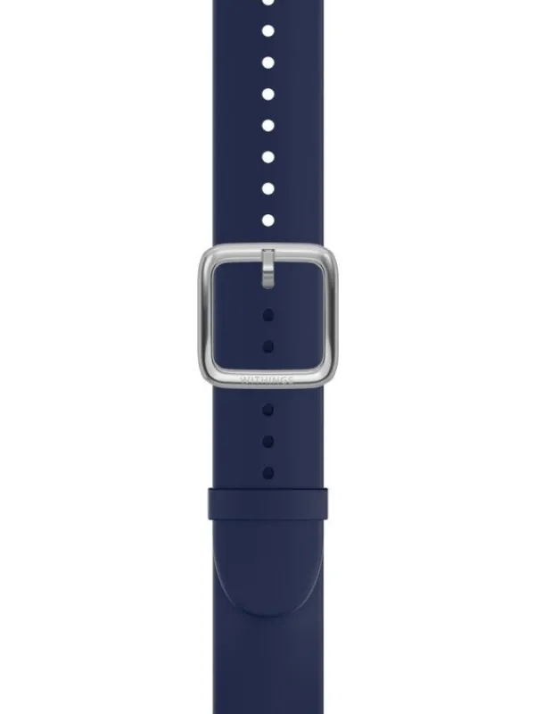WITHINGS Uhrenarmbänder-Premium Silikon, dunkel blau, 18 mm, Schließe silbern 3700546707186
